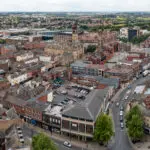 Aerial Panorama Of Wakefield City Centre In West Yorkshire