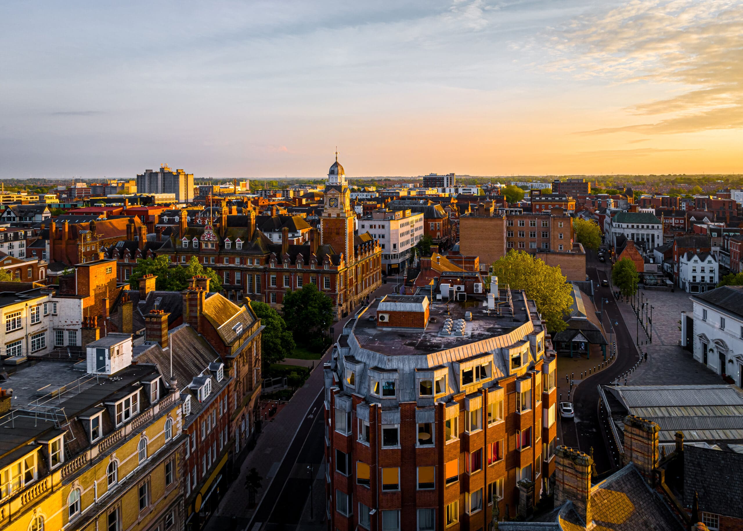 Aerial View Of Leicester Town Hall In Leicester, A City In Engla