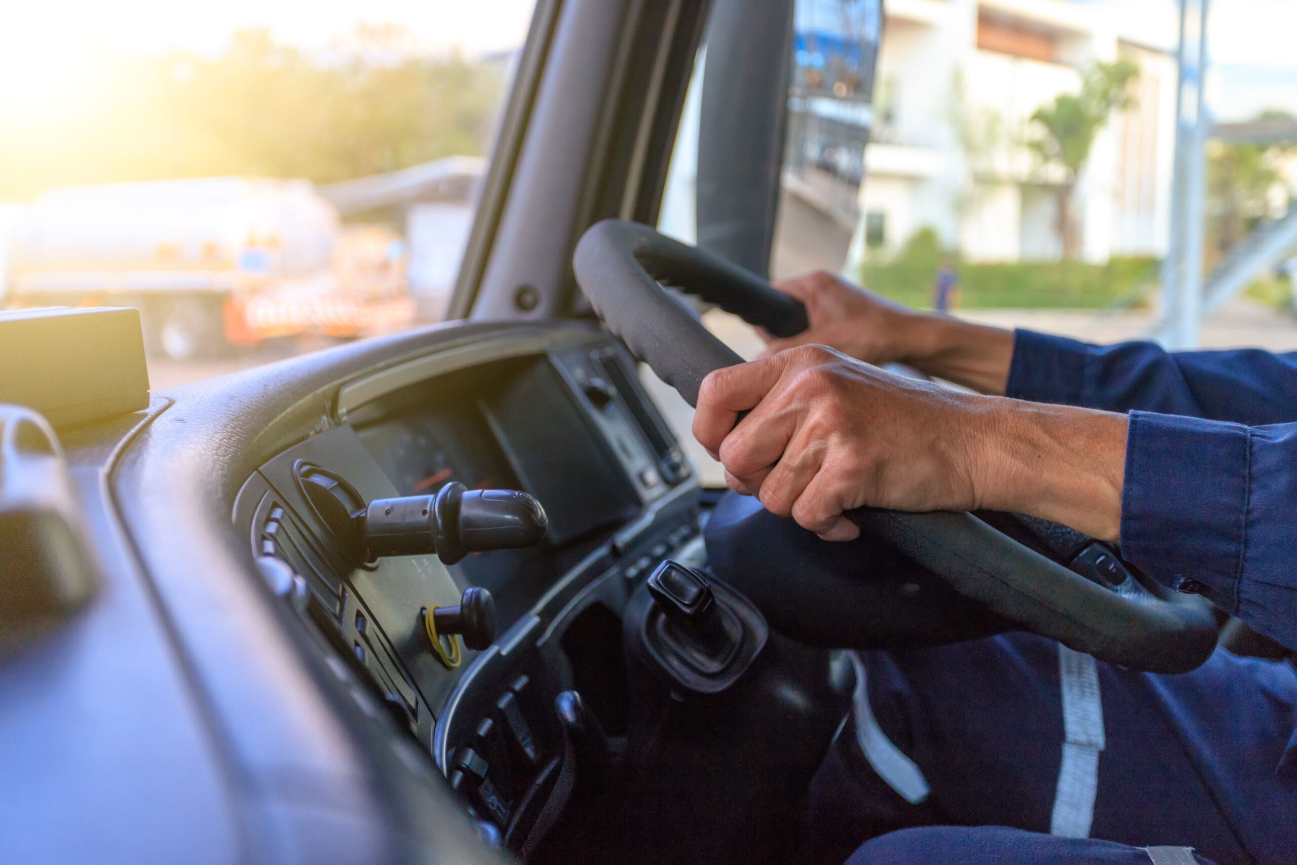 Truck Driver Keeps Driving With Hands