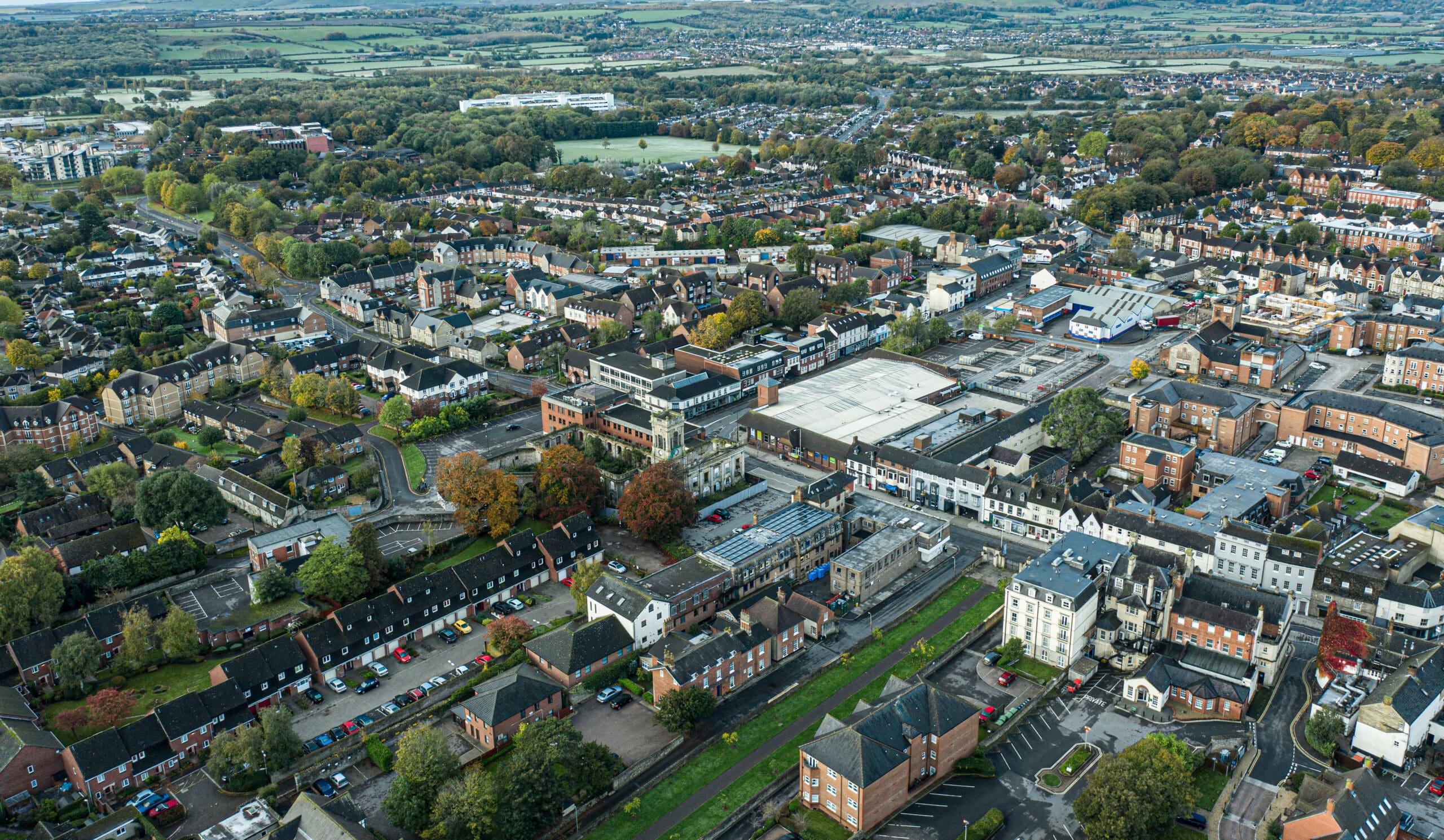 Swindon Uk October 26, 2019: Aerial View Of The Old Town Area In Swindon, Wiltshire