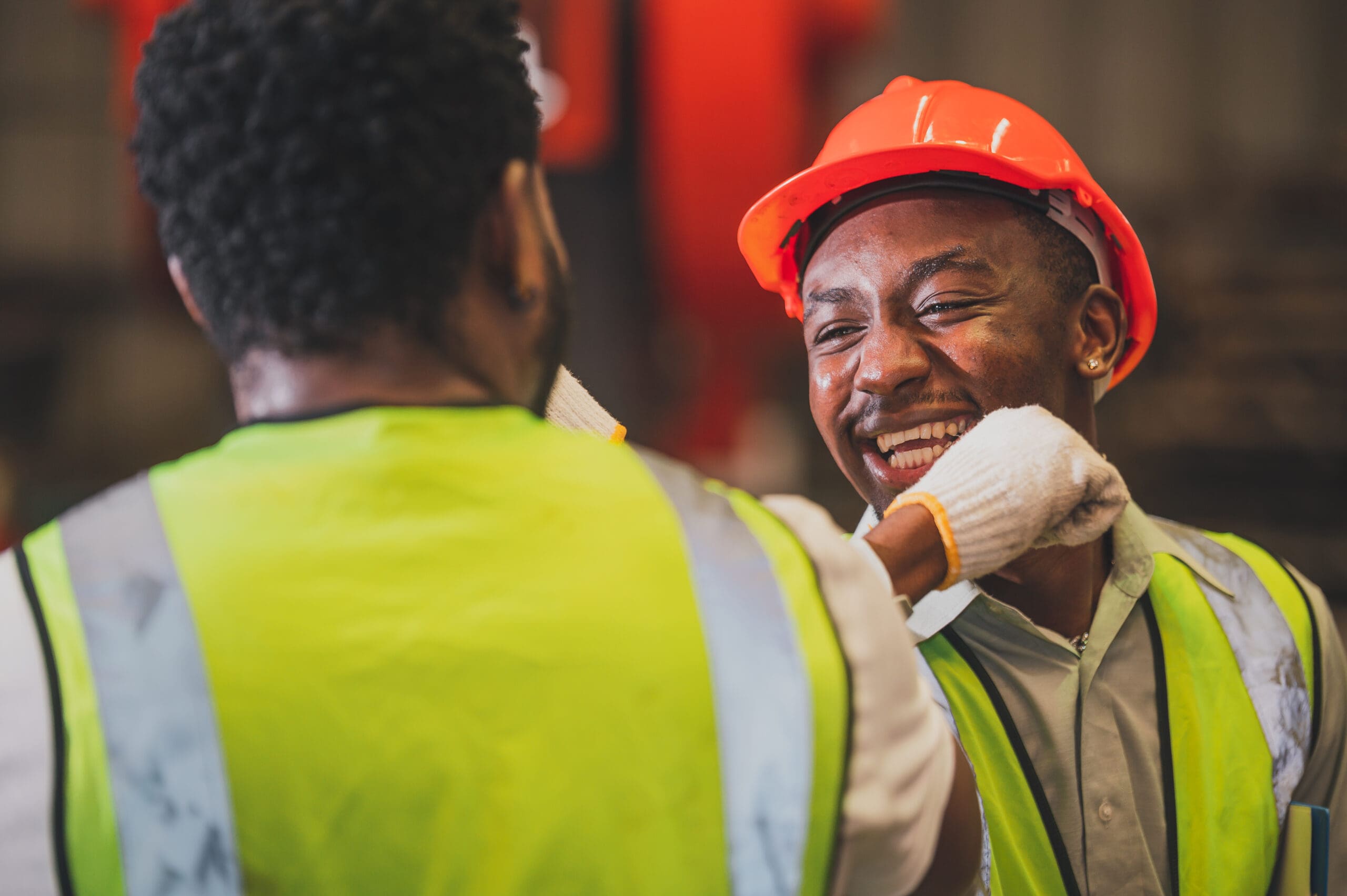 Teamwork African American Worker In The Factory.black Man Afro W