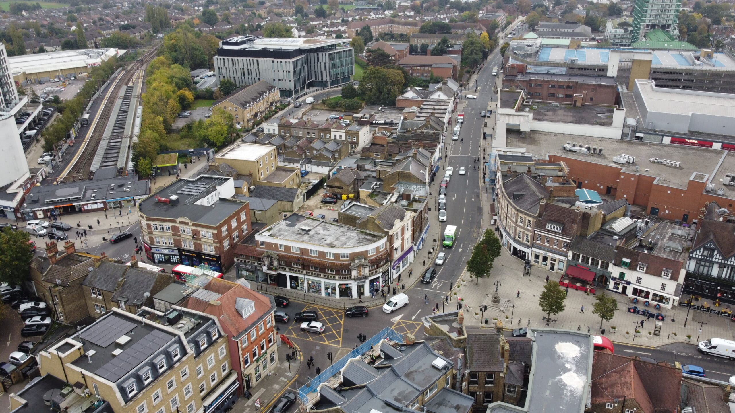 Enfield Town Centre Aerial Drone View From Above