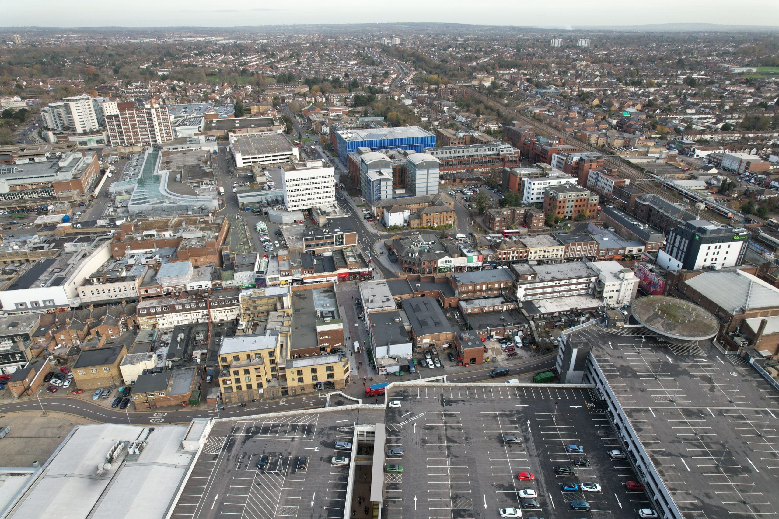 The Brewery Shopping Centre Romford Essex Uk Aerial View